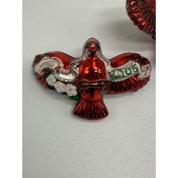 2 Old World Christmas 2006 Red  Cardinal Glass Ornaments Christmas Flying - Picture 2 of 15